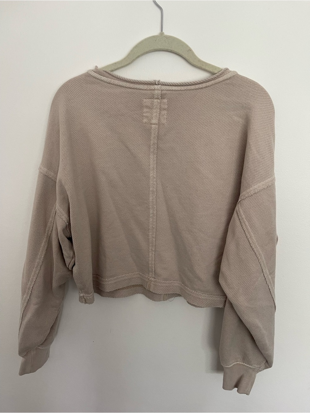 aerie Neutral Beige Cropped Crew Sweatshirt - Picture 2 of 4